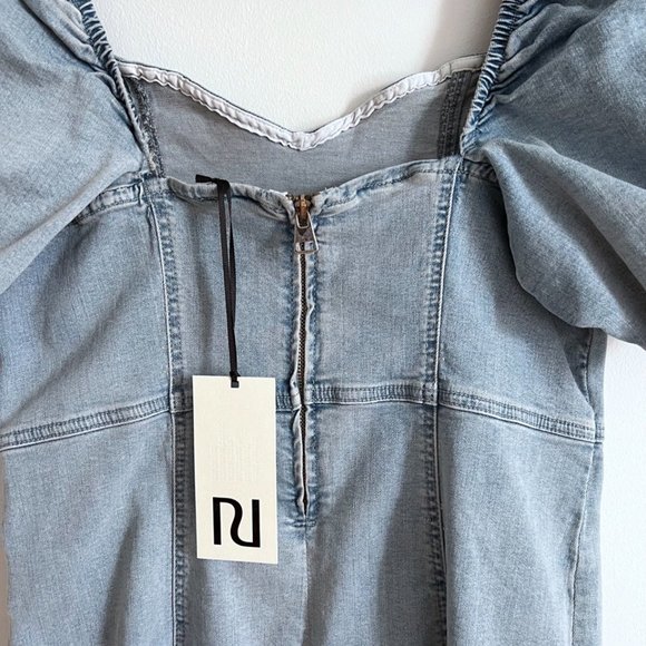 [NWT] River Island Puff Sleeve Denim Dress - Picture 7 of 10